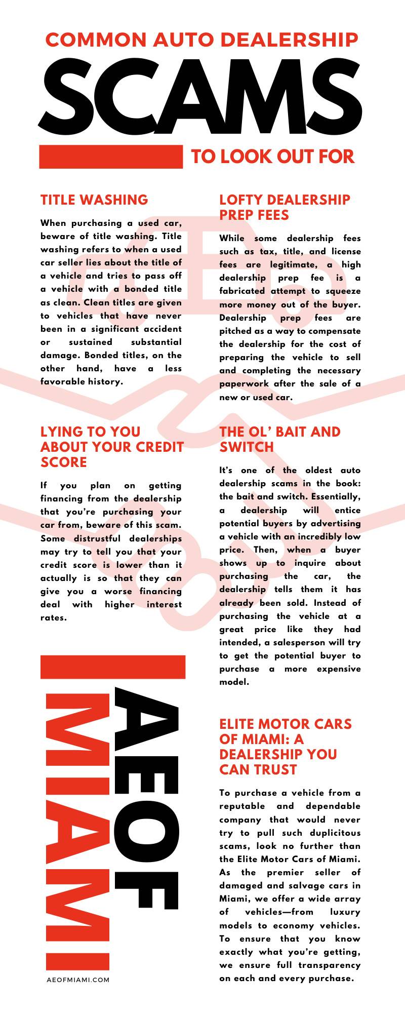 Common Auto Dealership Scams To Look Out For Infographic